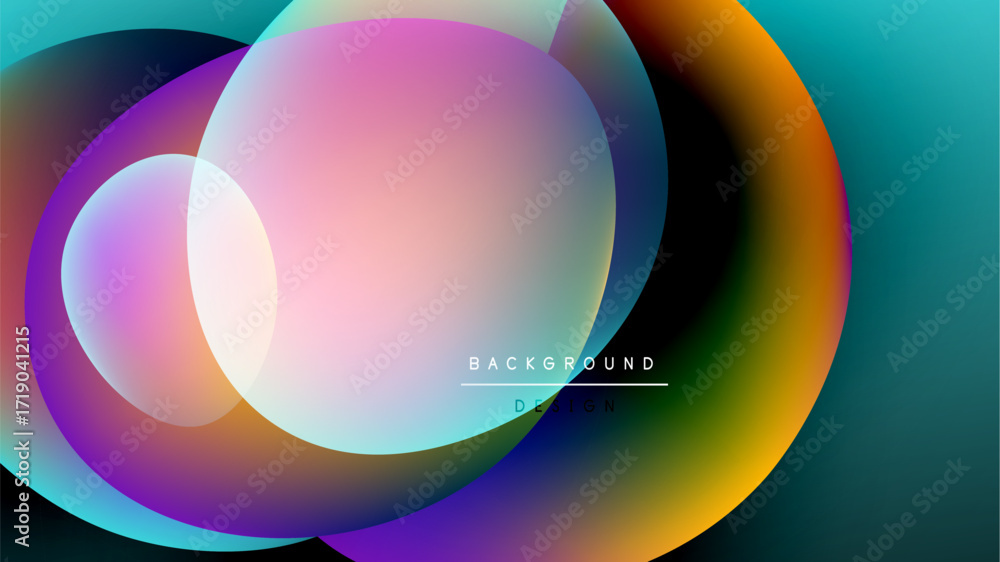 Aufkleber abstract colorful overlapping circles. gradient hues blend, creating dynamic visual effect. modern d