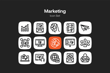 Outline marketing icon design set
