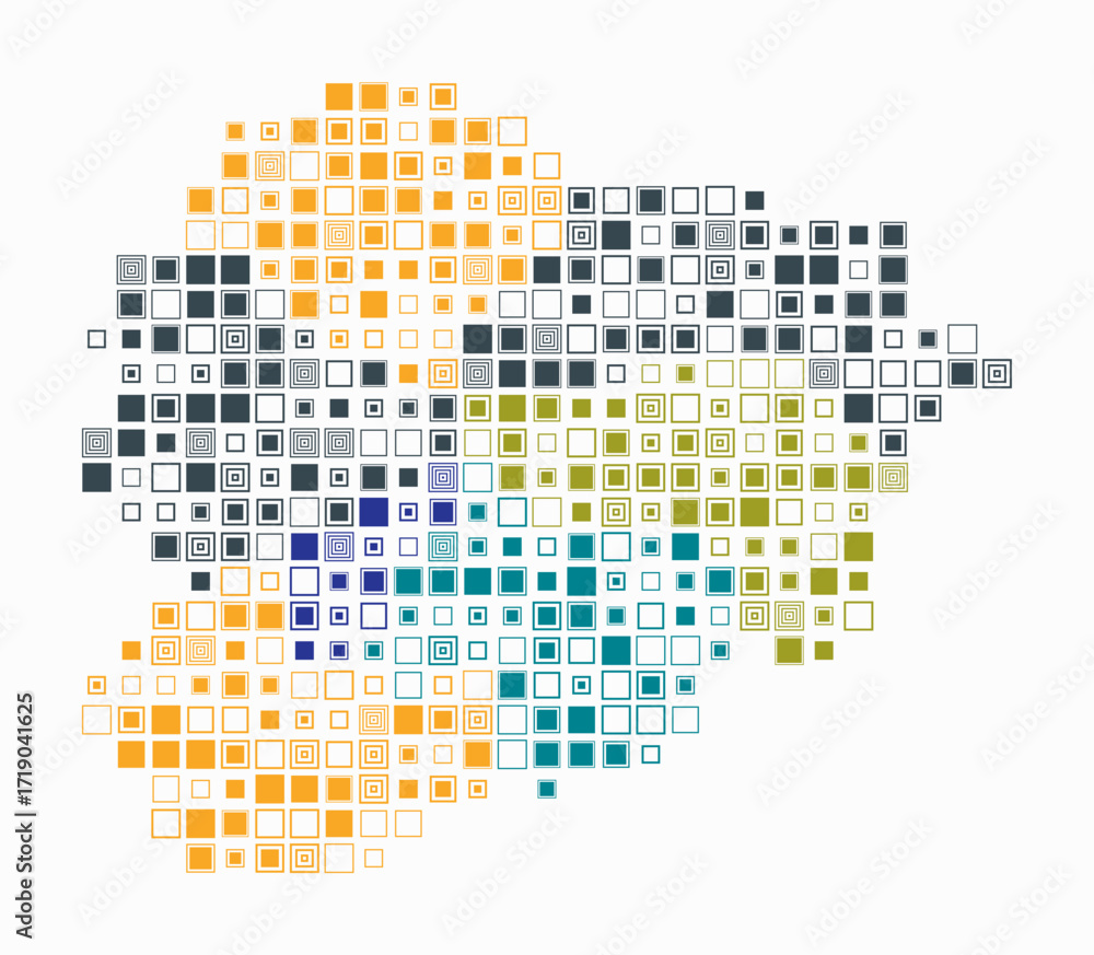 Poster andorra, shape of the country build of colored cells. digital style map of the andorra on white back