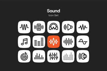 Outline sound icon design set