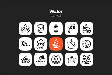 Outline water icon design set