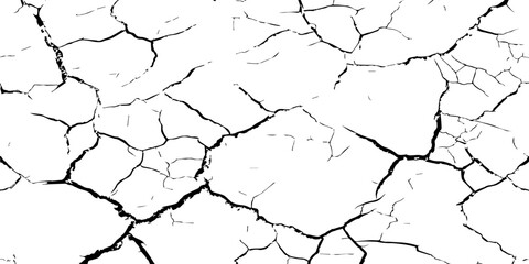 High resolution cracked dry earth texture, natural pattern background with white surface and dark fractures, abstract cracked ground design ideal for wall texture, grunge backdrop, or digital use.