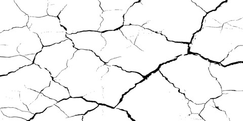High resolution cracked dry earth texture, natural pattern background with white surface and dark fractures, abstract cracked ground design ideal for wall texture, grunge backdrop, or digital use.