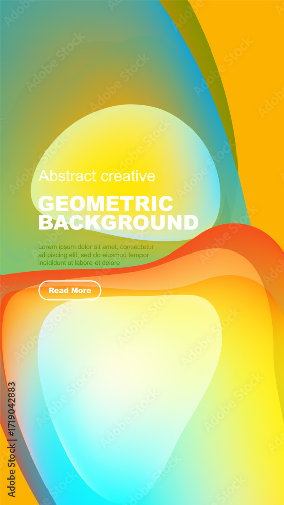 Aufkleber abstract geometric background features vibrant color gradients. text overlay includes sample content