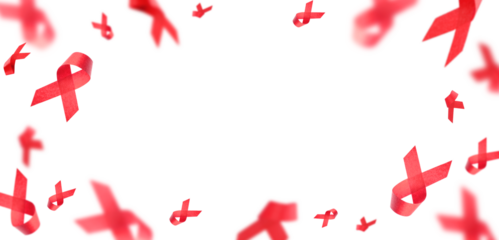 Flying red silk ribbon international symbol red silk ribbon of fight against AIDS December 1st. Flying red ribbons isolated on white background with clipping path. Element for your design.