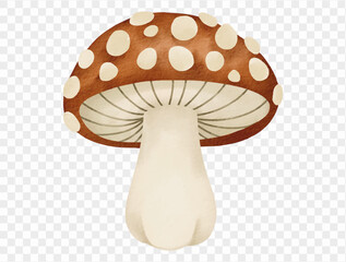 Watercolor brown spotted mushroom autumn halloween decoration Vector.