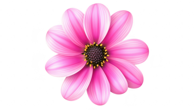 A pink flower with delicate petals and a dark center. set against a clean white background. ideal for nature-themed designs. invitations. or botanical illustrations