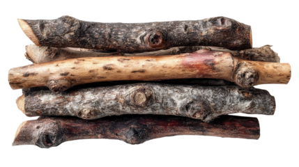 Stack of bundled, natural wood sticks