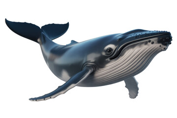 Fototapeta premium A realistic 3D rendering of a humpback whale, swimming gracefully underwater, showcasing its detailed texture and anatomy. background removed
