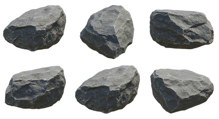 Realistic Rendered Grey Rock Boulder Isolated on White Background Illustration