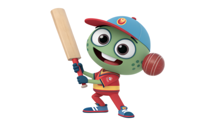 Cute Cartoon Cricket Player