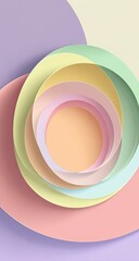 Pastel-colored concentric circles forming a spiral, creating a visually appealing abstract design with a central void