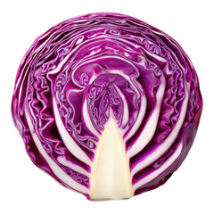 Obraz premium Red cabbage cross section intricate purple and white kitchen art patterns, isolated on transparent background