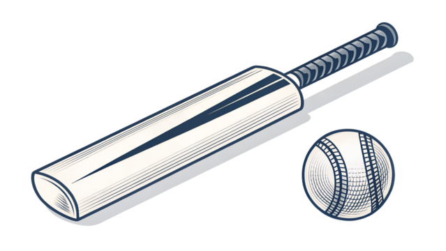 Cricket Bat and Ball Illustration