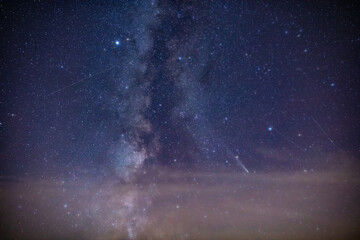 Milky way stars and constellations with a galaxy background.