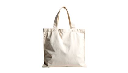 Cream-colored, rectangular cotton tote bag with short, sturdy handles; simple, unadorned design