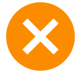 Vibrant orange prohibition X symbol, bold circular design with white cross warning signs, app notifications, and restriction indicators. PNG with transparent background.