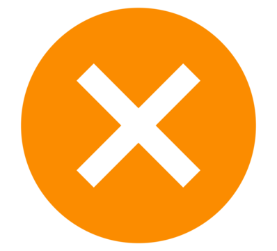 Vibrant orange prohibition X symbol, bold circular design with white cross warning signs, app notifications, and restriction indicators. PNG with transparent background.