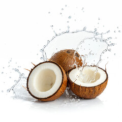 Fresh Coconut Splash Tropical Fruit Water Droplets Refreshment