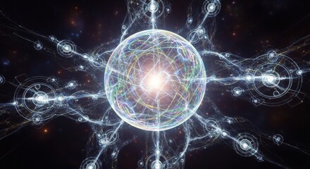 Abstract Digital Art Represents Cosmic Network and Energy Flow