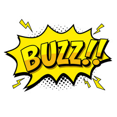 'Buzz!!' Pop Art Exclamation with Lightning Bolts