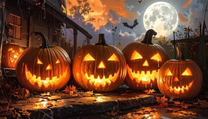 halloween background with pumpkins
