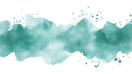 Obraz premium A serene watercolor splash in shades of teal and green. creating an artistic background ideal for invitations. posters. or digital designs. with soft edges and subtle texture