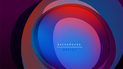 Abstract concentric circles. Vibrant blue, red, purple hues blend. Modern design, dark background creates depth. Minimalist aesthetic.