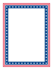 Patriotic Stars and Stripes Rectangular Frame. American Flag Border with Stars and Stripes.
