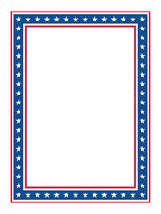 Patriotic Stars and Stripes Rectangular Frame. American Flag Border with Stars and Stripes.
