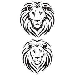 Obraz premium Majestic Lion Silhouette – Wild Animal Vector for Logo, Poster, T-Shirt, and Branding