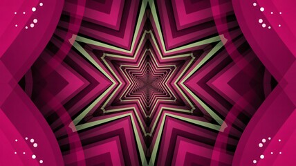 Dynamic pulsating star tunnel with vibrant pink and green geometric abstract motion