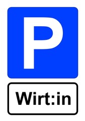 llustration eines blauen Parkplatzschildes mit der Aufschrift 