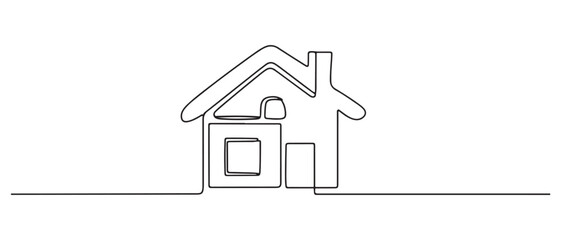 continuous line simple house. one line drawing of housing,real estate,property. one line Icon drawing with white background