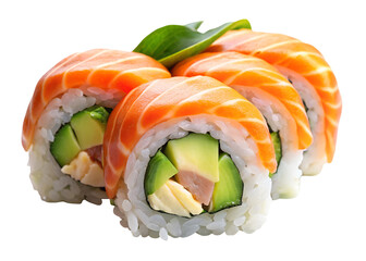 sushi with salmon and avocado png image on transparent background