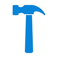 Isolated Blue Hammer Icon on White Background, Construction Tool Symbol