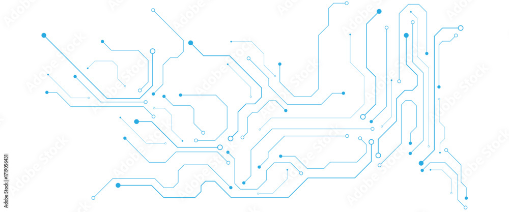 Poster technology blue circuit diagram on white background. high-tech circuit board connection system.vecto