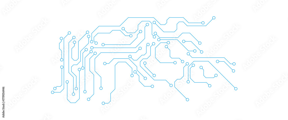 Poster technology blue circuit diagram on white background. high-tech circuit board connection system.vecto