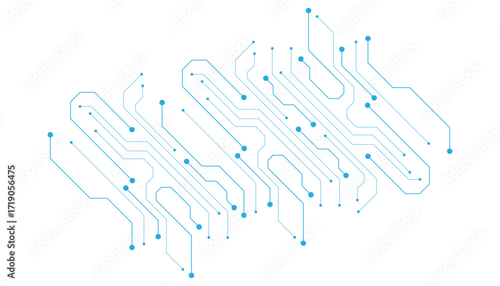 Poster technology blue circuit diagram on white background. high-tech circuit board connection system.vecto
