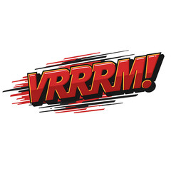 Dynamic 'Vroom!' Comic Lettering with Speed Lines