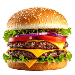 Double cheeseburger, close-up