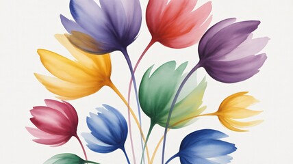 Vibrant abstract watercolor flowers bloom in a spectrum of joyful colors, bringing modern elegance to any design