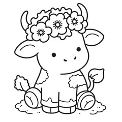 vector illustration of a cartoon cow