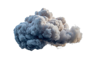 A large, realistic, grey smoke plume isolated on a transparent background, perfect for compositing. background removed