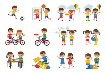 A collage of childrens activities including sports arts and outdoor play