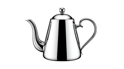 Chrome teapot vector isolated on white for kitchen tea brewing household beverage and cooking design illustration