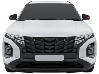 Front view white SUV electric car