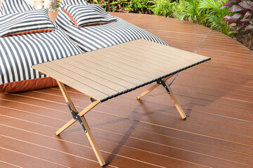 Outdoor chair and table in backyard