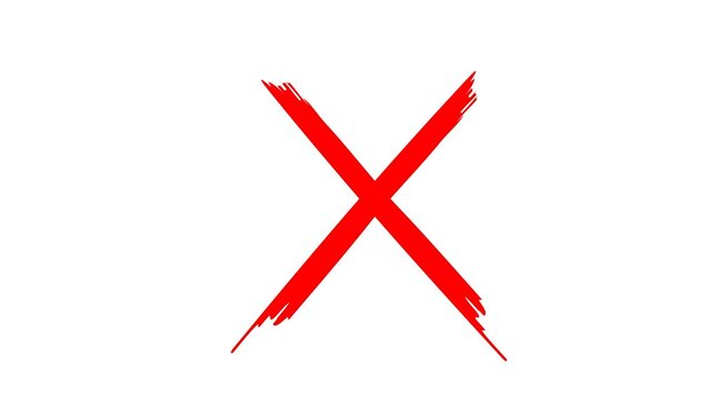 Wrong sign red cross icon. Red cross symbol. cross mark forming. Wrong symbol animation on white background. 