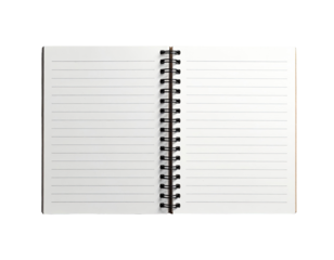 Open spiral-bound notebook with lined pages (3)